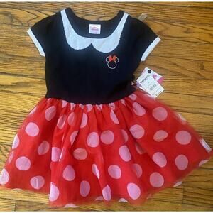NWT Disney Minnie Mouse Dress Toddler Girls 4T Black Red